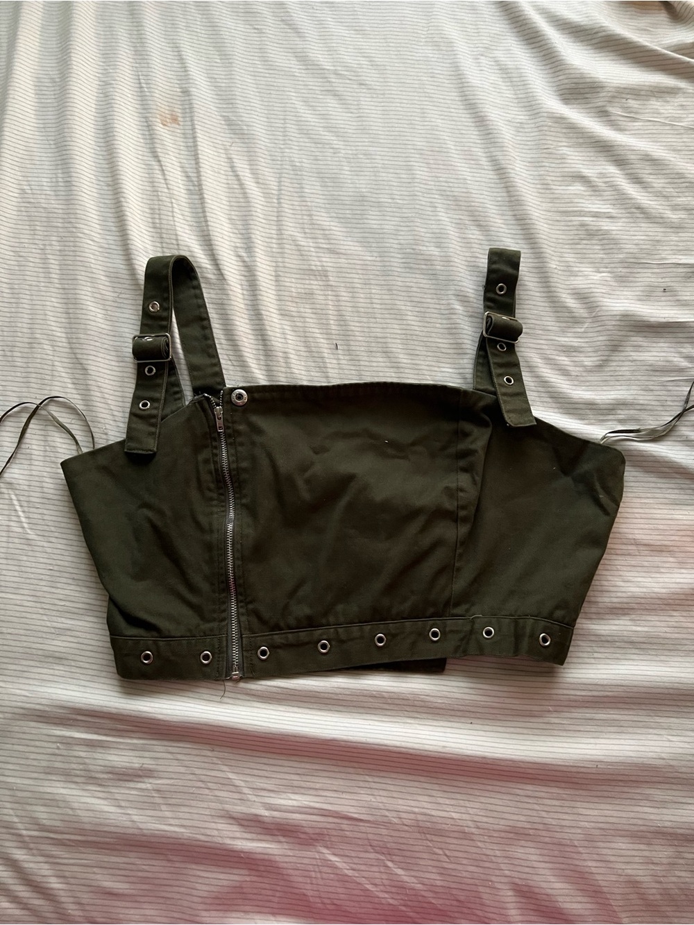 Forever 21 Olive Green Buckle Strap Crop Jacket
